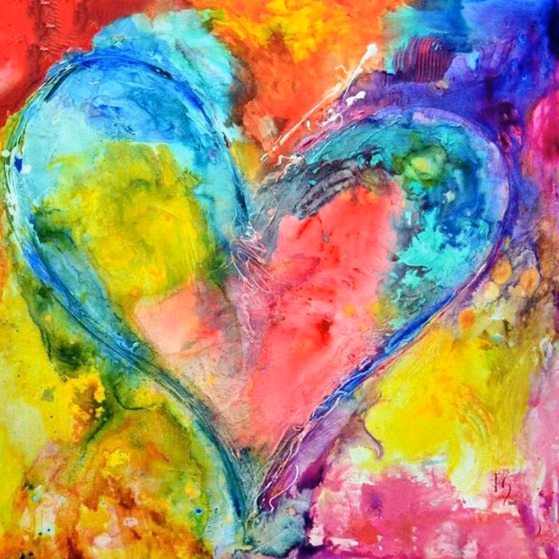 Diamanttavla Color Heart 30x30