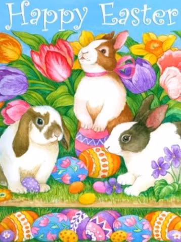 Diamanttavla Rabbits Happy Eastern 50x70 - Leveranstid 1-3 Dagar