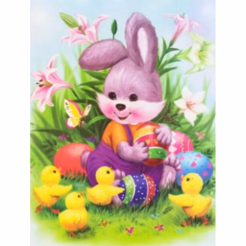 Diamanttavla Kanin Med Kycklingar 40x50 - Leveranstid 1-3 Dagar