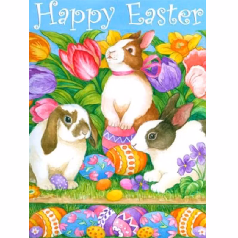 Diamanttavla Rabbits Happy Eastern 50x70 - Leveranstid 1-3 Dagar