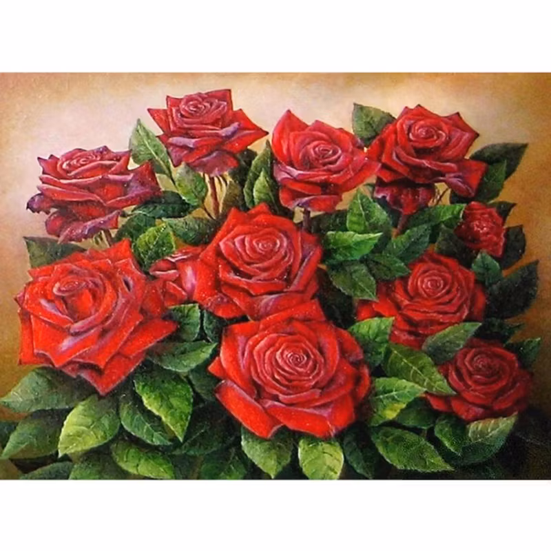 Diamanttavla Red Rose Flowers 40x50