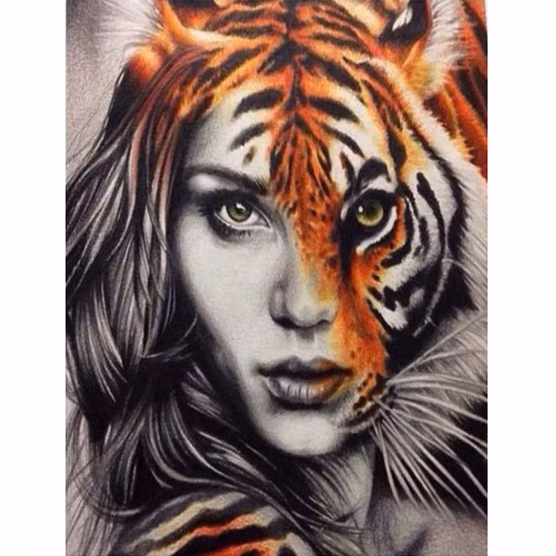 Diamanttavla (R) Tigerwoman 40x50