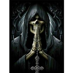 Diamanttavla Skull Praying 40x50