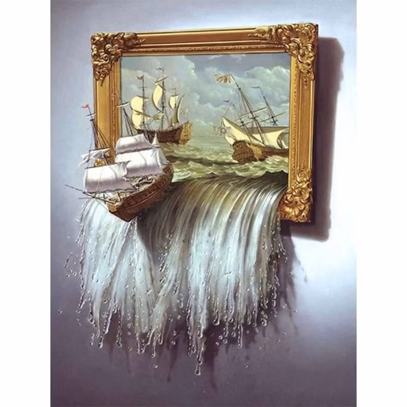 Diamanttavla Skepp I Ram 40x50