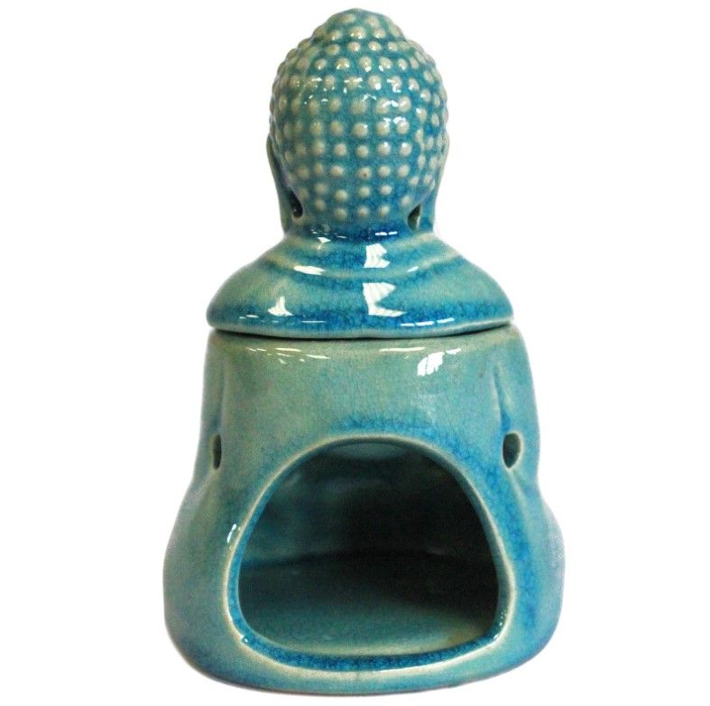 Aromalykta Sittande Buddha Blå Med Lock