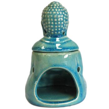 Aromalykta Sittande Buddha Blå Med Lock