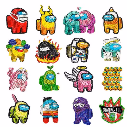 Diamond Painting Stickers Among Us 16-Pack