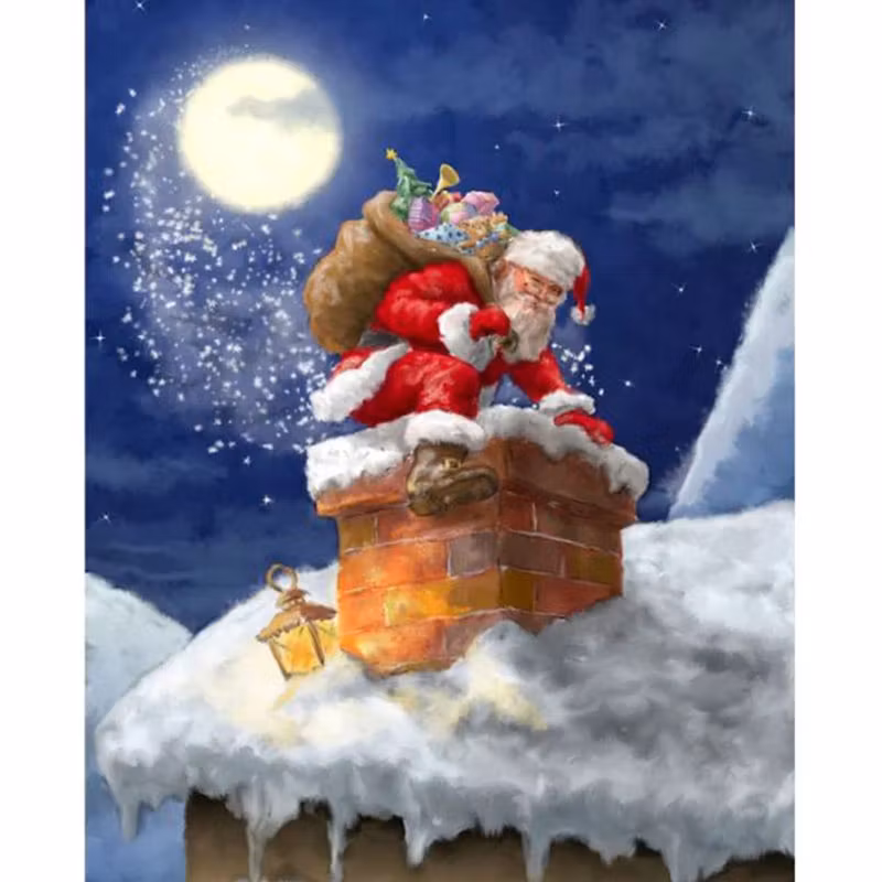 Diamanttavla Tomte Skorsten 40x50