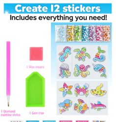 Diamond Painting Stickers Mermaid Sparkles 12-Pack