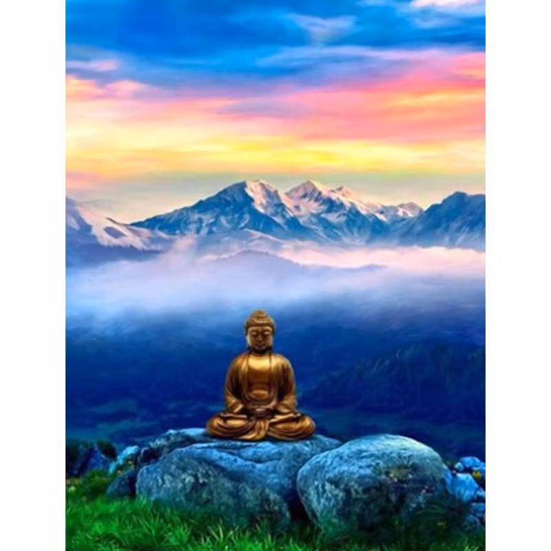 Diamanttavla Buddha Mountains 40x50