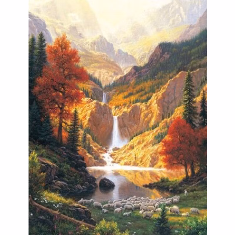 Diamanttavla Mountain Waterfall 50x70