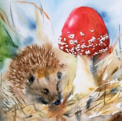Diamanttavla Igelkott Och Flugsvamp 40x40