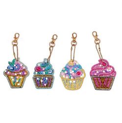 Diamond Painting Nyckelringar Cupcakes 4-pack - Leverans vecka 26-27