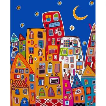 Paint By Numbers Färgglada Hus 40x50