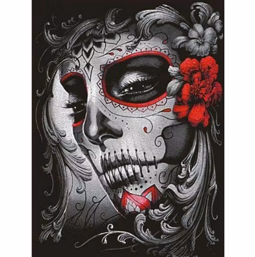 Diamanttavla Flower Skull Girl 40x50