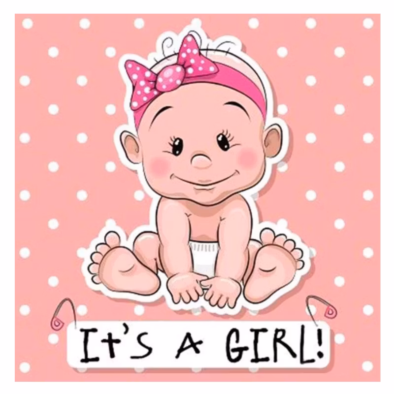 Diamanttavla Its A Girl Dotz 50x50