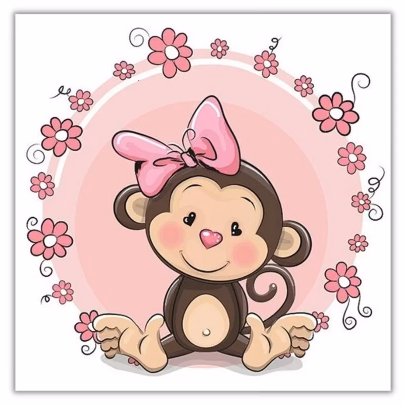 Diamanttavla (R) Cute Monkey 30x30