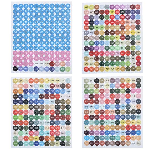 Diamond Painting Etiketter Ark Med DMC Nummer Runda