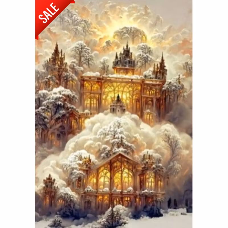 Diamanttavla Snow Castle 50x70