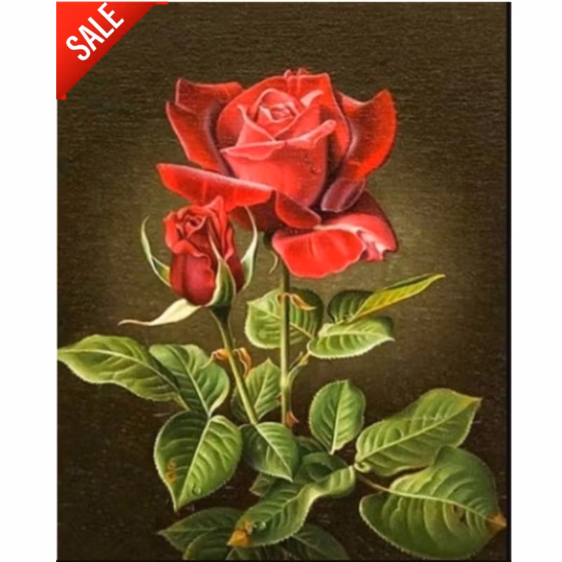 Diamanttavla Red Roses 30x40