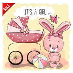 Diamanttavla It Is A Girl Kanin 40x40