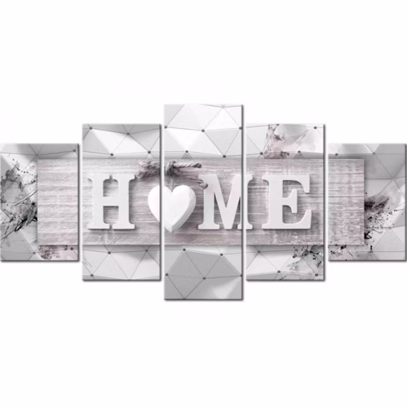 Diamanttavla (R) 5 Delad Home White