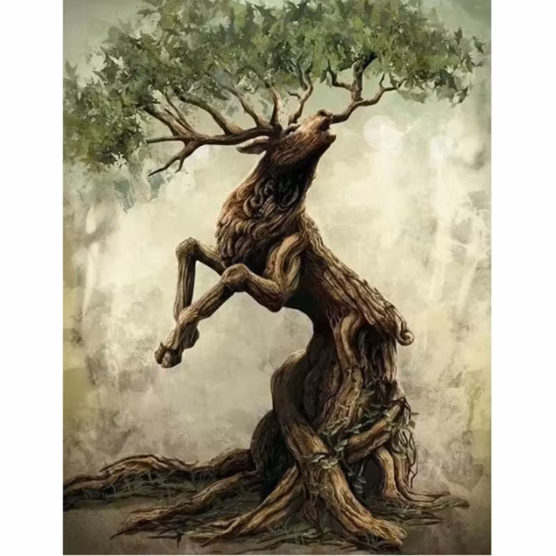 Diamanttavla Deer Tree 50x70