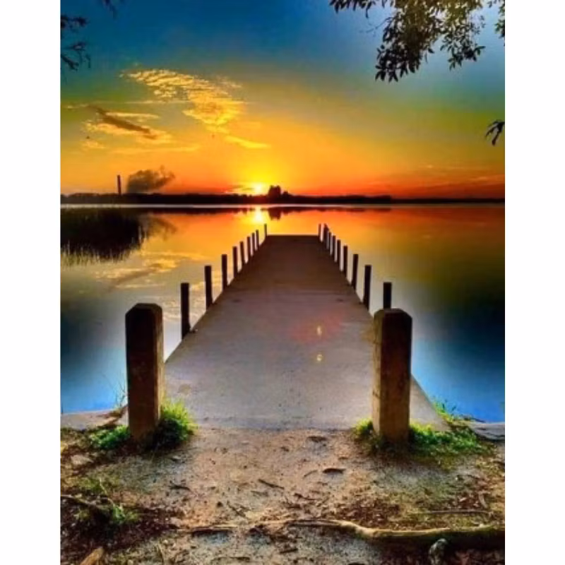 Diamanttavla Brygga Solnedgång 40x50