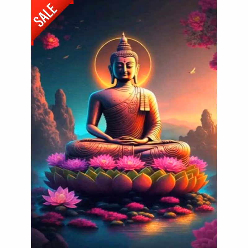 Diamanttavla Buddha On Holy Lotus 40x50