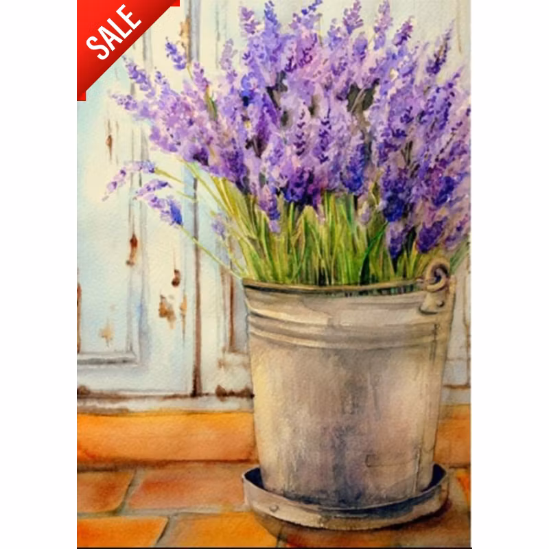 Diamanttavla Lavendel I Hink 40x50