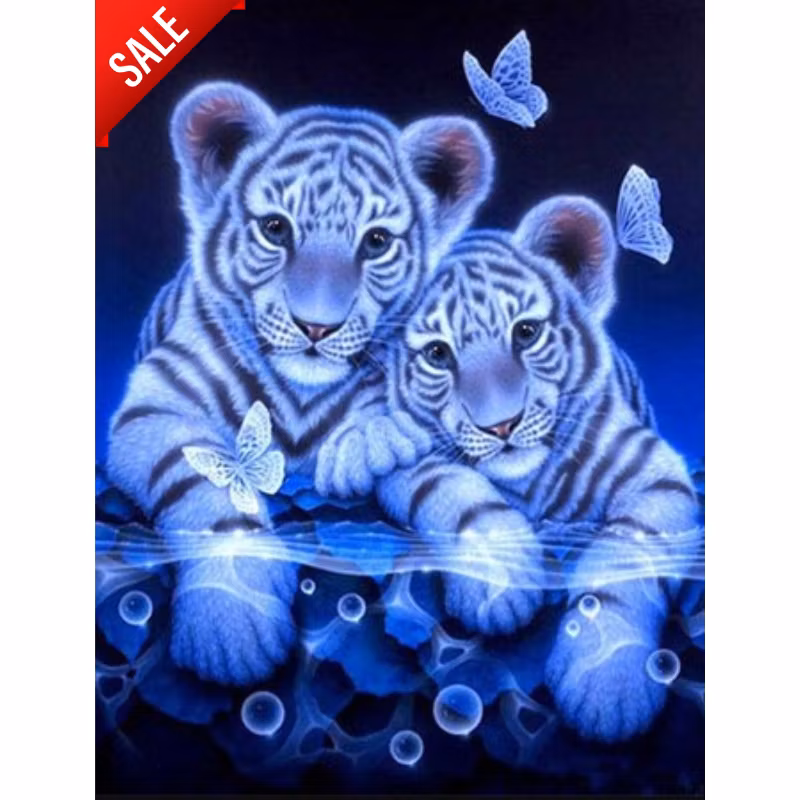 Diamanttavla Tigerbabys 40x50