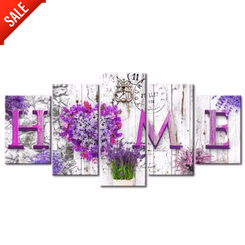 Diamanttavla 5 Delad Home Lavendel