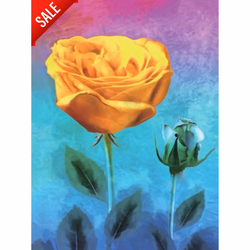 Diamanttavla Yellow And Blue Roses 30x40