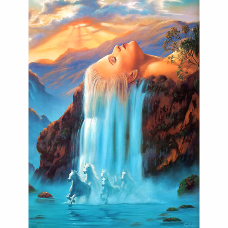 Diamanttavla Woman Waterfall 40x50