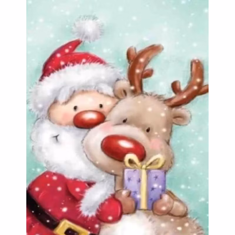 Diamanttavla Nisse Med Ren 30x40