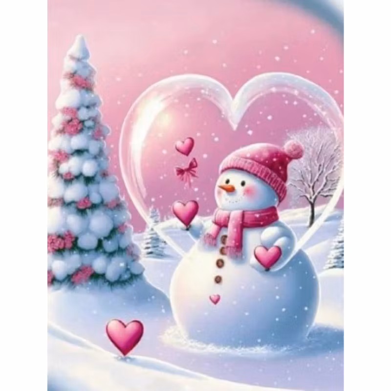 Diamanttavla Snögubbe Hjärta 40x50