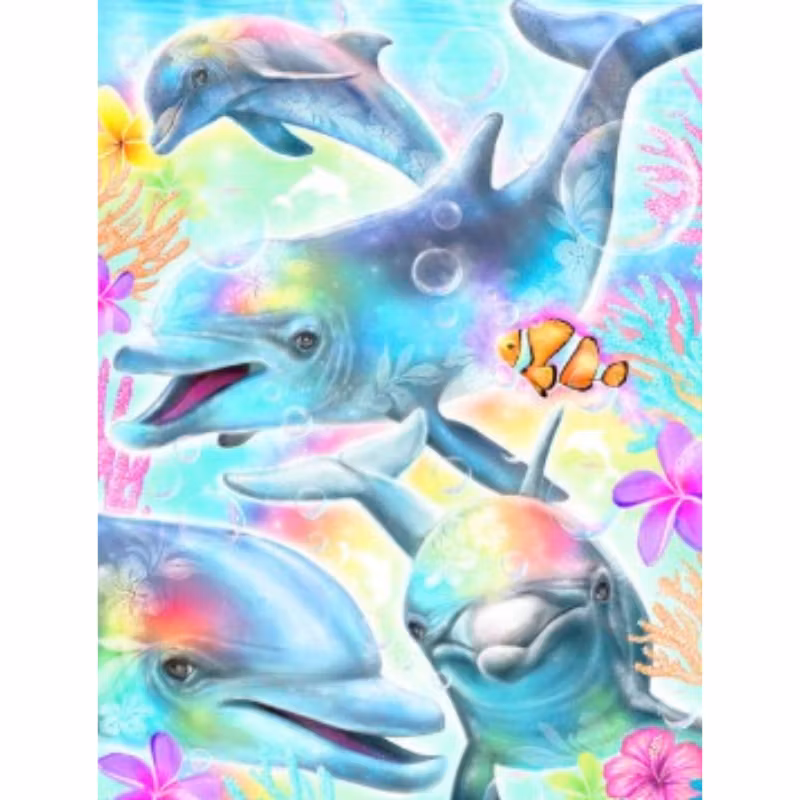 Diamanttavla Happy Dolphins 40x50