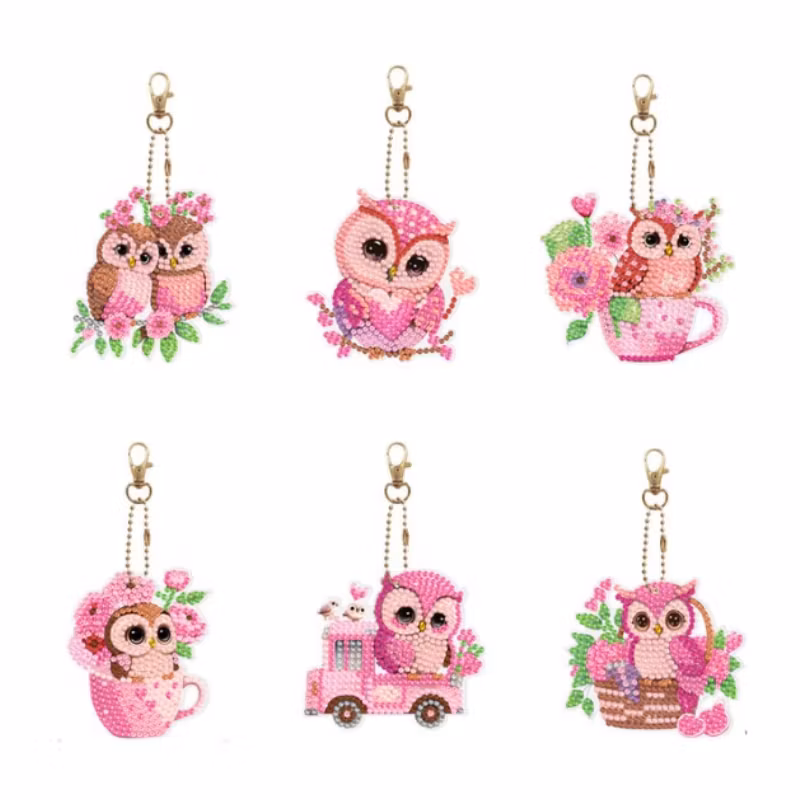 Nyckelring  Söta Ugglor 6-Pack