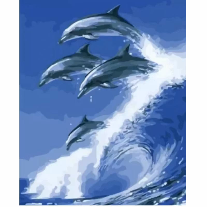Paint By Numbers Dolphins Wave 40x5