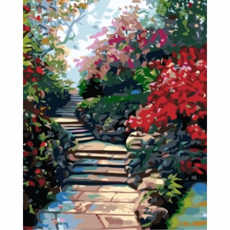 Paint By Numbers Flower Stairs 40x50