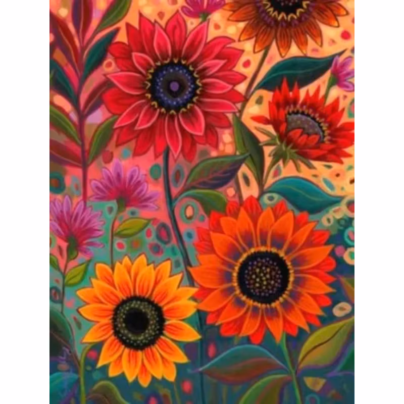 Diamanttavla Color Flowers 30x40