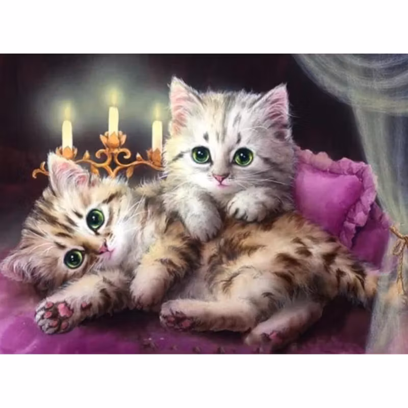 Diamanttavla Kittens 40x50