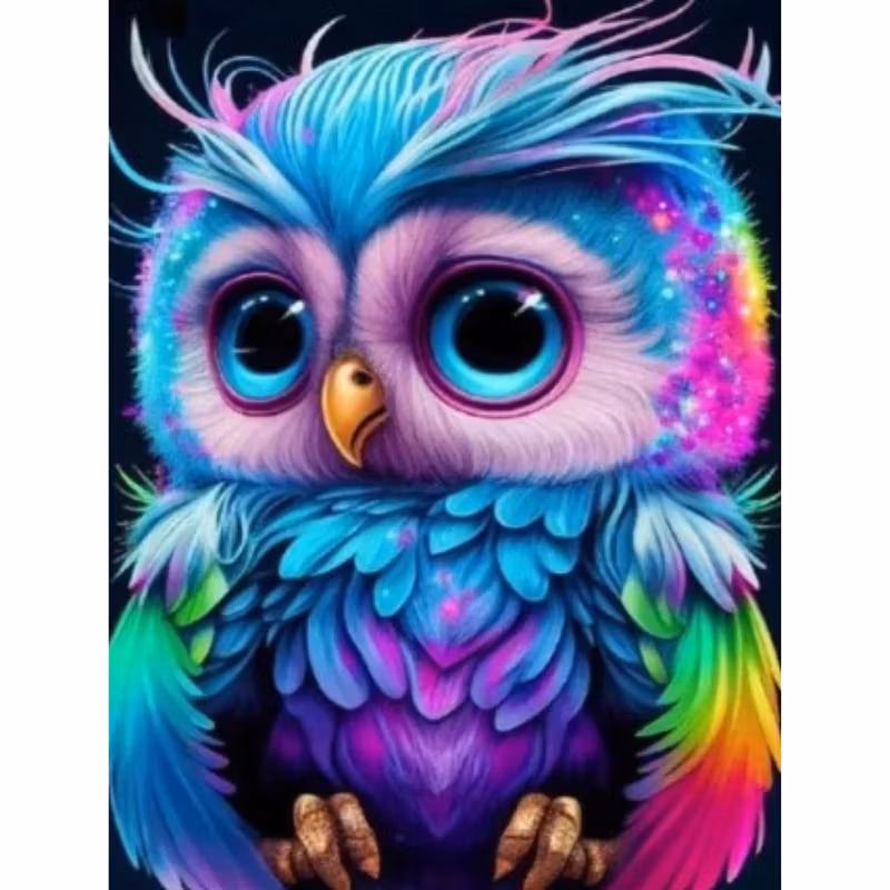 Diamanttavla Color Owl 30x40