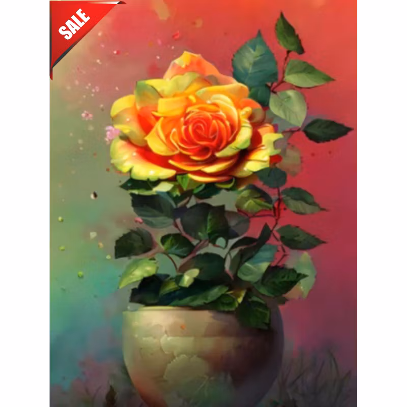 Diamanttavla Yellow Rose 40x50