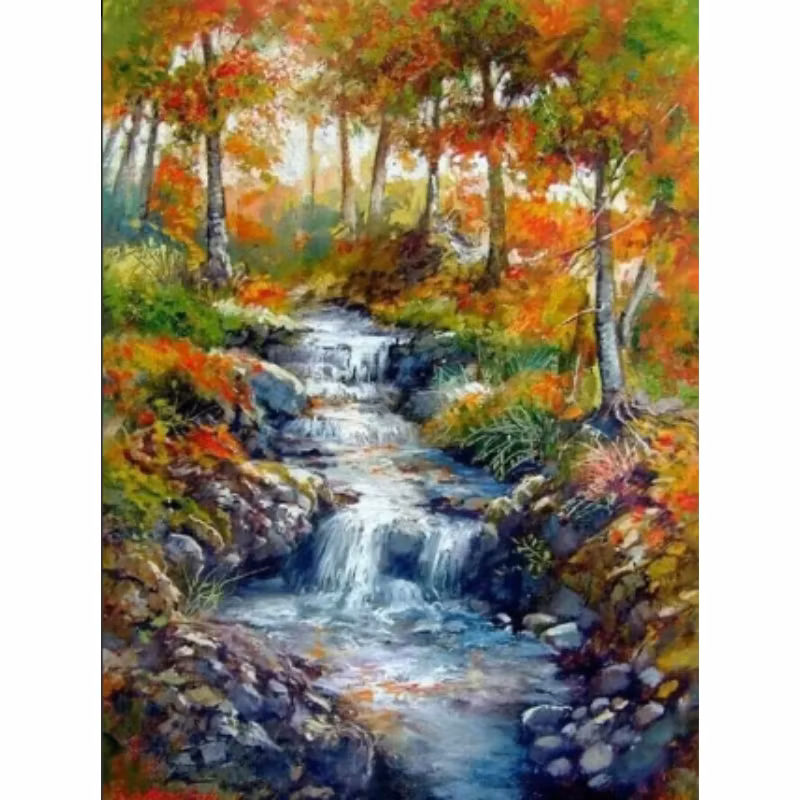 Diamanttavla Skogsbäck Höst 50x70