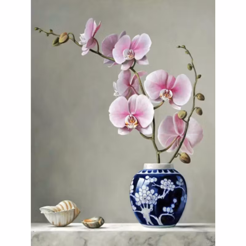 Diamanttavla Orchid In Vase 40x50