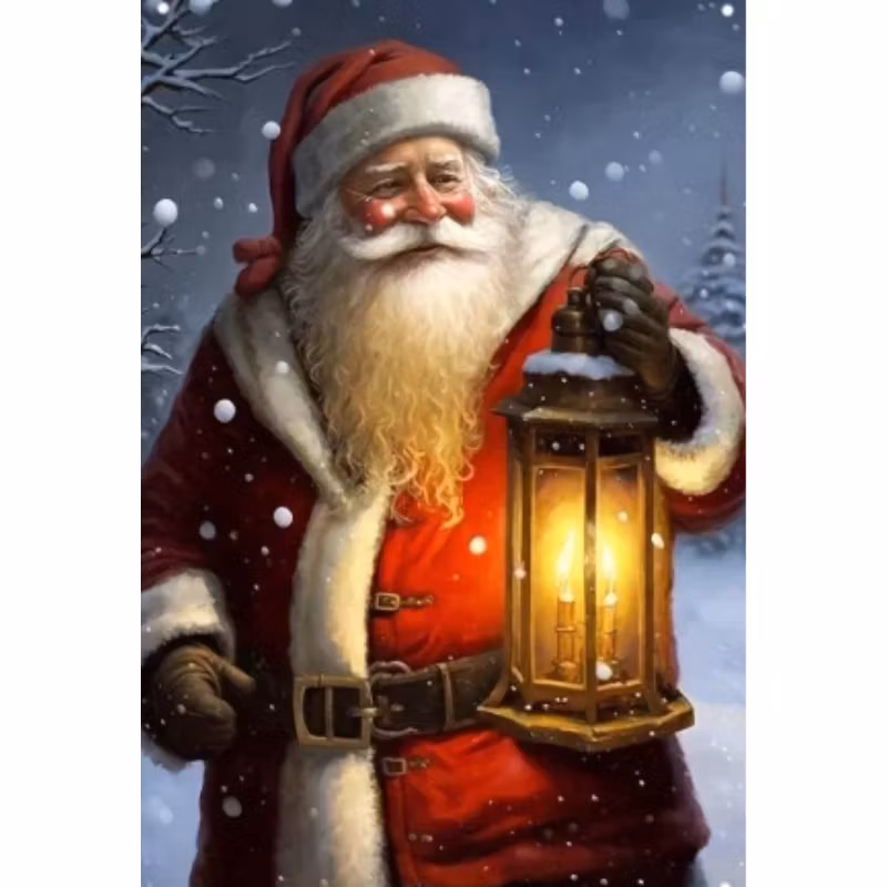 Diamanttavla Tomten Med Lykta 50x70