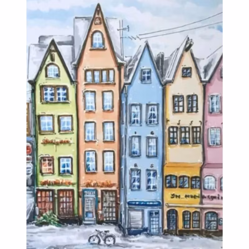 Diamanttavla City Houses 40x50