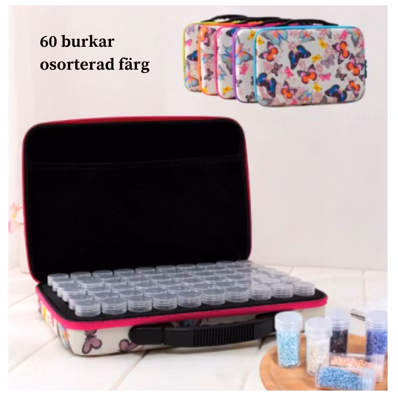 Pärlförvaring Väska Fjäril Osorterad Färg Med 60 Burkar