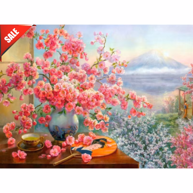 Diamanttavla Cherryflowers 40x50